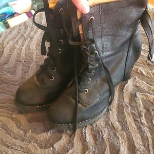 Combat High Heeled Boots